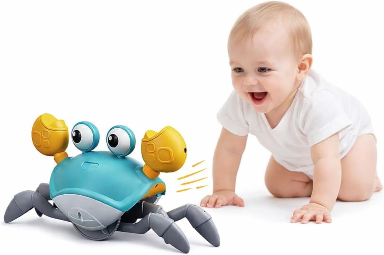 SKY-TOUCH Electric Runaway Crab Crawling Crab Baby Toy with Music and L...