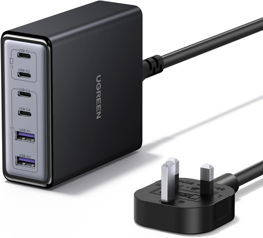 UGREEN Nexode 100W 6-Ports USB C Charging Station, GaN Fast Charging Ad...