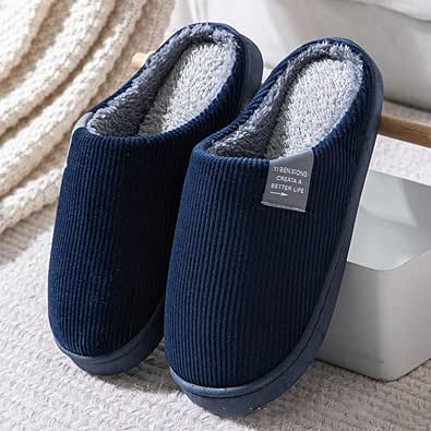 House Slippers for Men Closed Toe Women Memory Foam Bedroom Shoes Solid Winter Warm Slippers