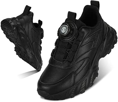 Kids Sneakers with Adjustable Dial Laces - Breathable Running Shoes for Boys Girls, Lightweight No Tie Twist Lace Athletic Shoes for School Sports