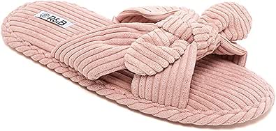 R&B Women's 425-1339FL002-2 Bow Detail Bedroom Slippers