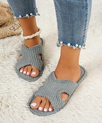 Slippers for Women Memory Foam House Bedroom Slippers Corduroy Open Toe Slides Slipper Shoes Comfy Trendy Gift for women