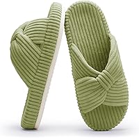 Women Summer Slippers Open Toe, Bow Memory Foam House Sandals with Rubber Sole – Indoor & Outdoor Comfortable Slip-On Shoes (Size 38-39)
