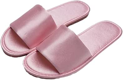 Women's Satin Slippers Indoor Outdoor Elegant Open Toe Slippers Lightweight Comfort Non-Slip Flat Sandals Casual Home Shoes For Office Hotel Travel Va